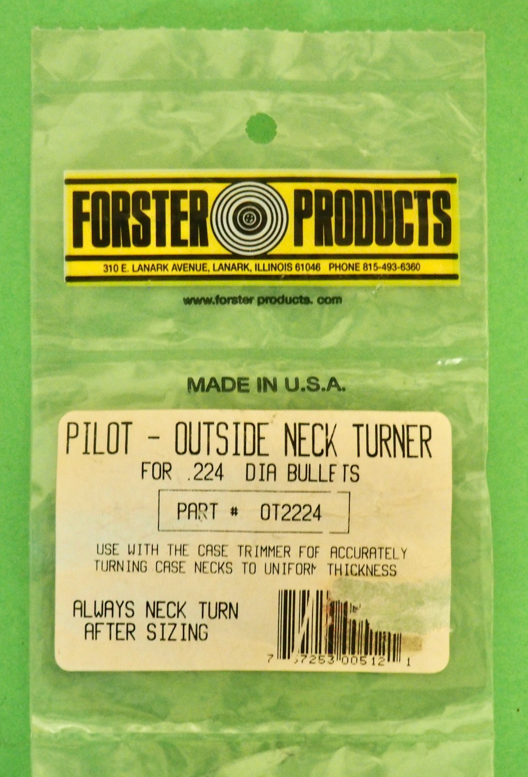 Forster .224" Outside Neck Turner Pilot-(OT2224)-NOS-no package