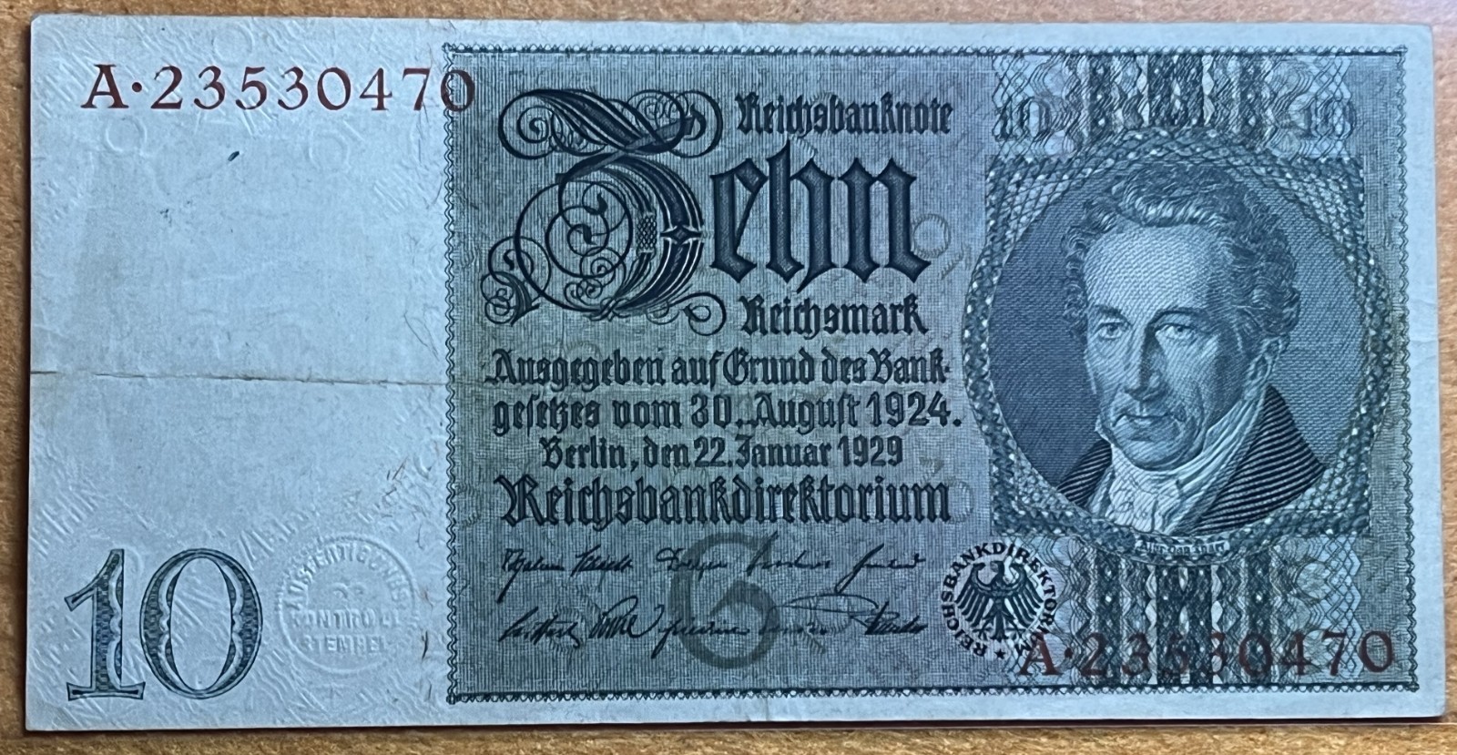 Germany 1929 10 Mark Better Grade Banknote