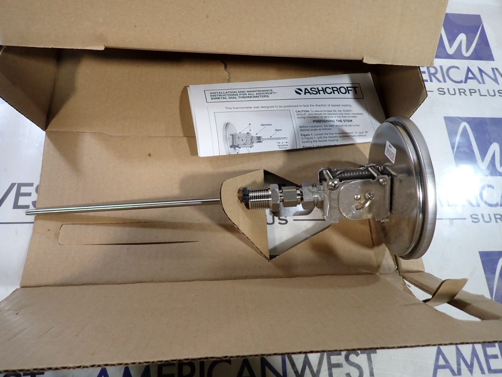New Surplus Ashcroft BiMetal Thermometer 5" 50E170E090XCSNHPD0/300F 0-300F 9"
