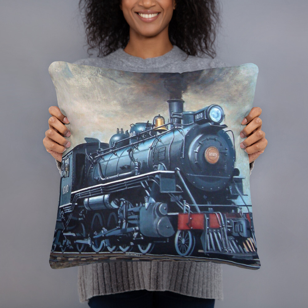 Vintage Steam Train Locomotive Home Decor Throw Pillow