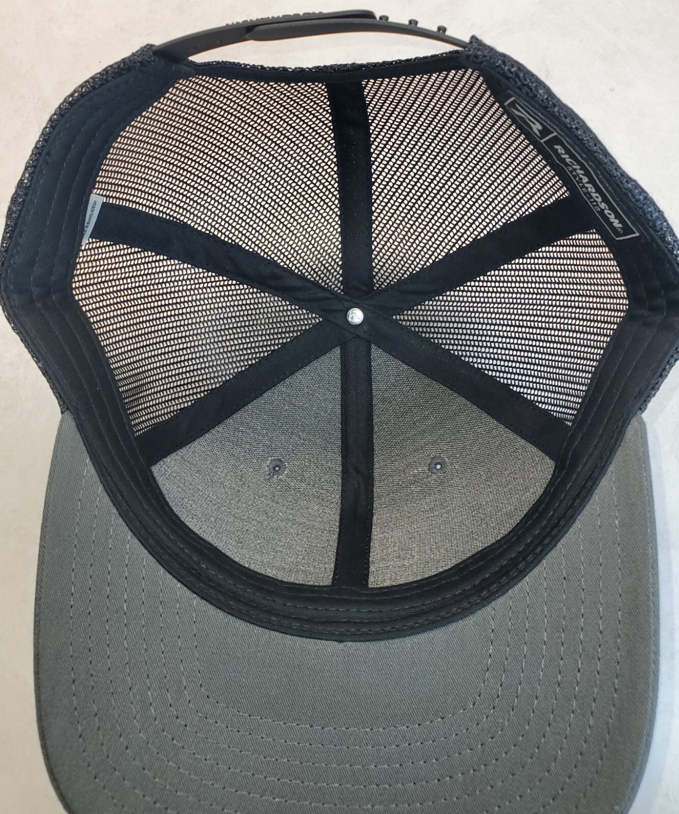 Bush Hog Patch on Richardson 112 Trucker Hat Snapback Charcoal/Black