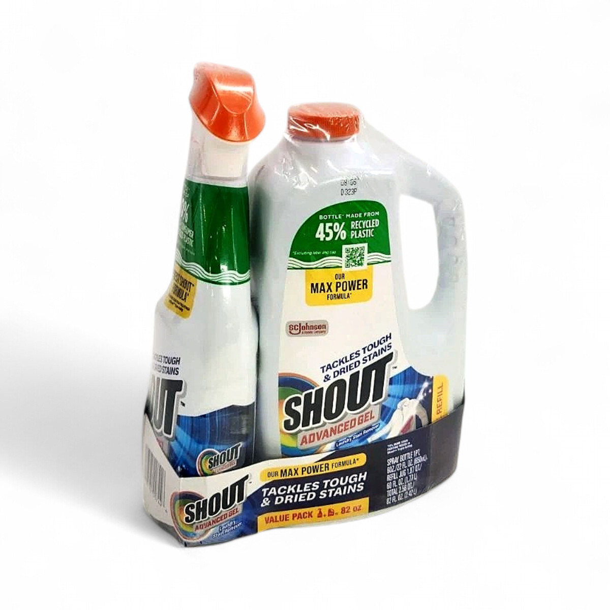 Shout Advanced Action Gel Laundry Stain Remover, 22 oz Sprayer & 60 oz Refill