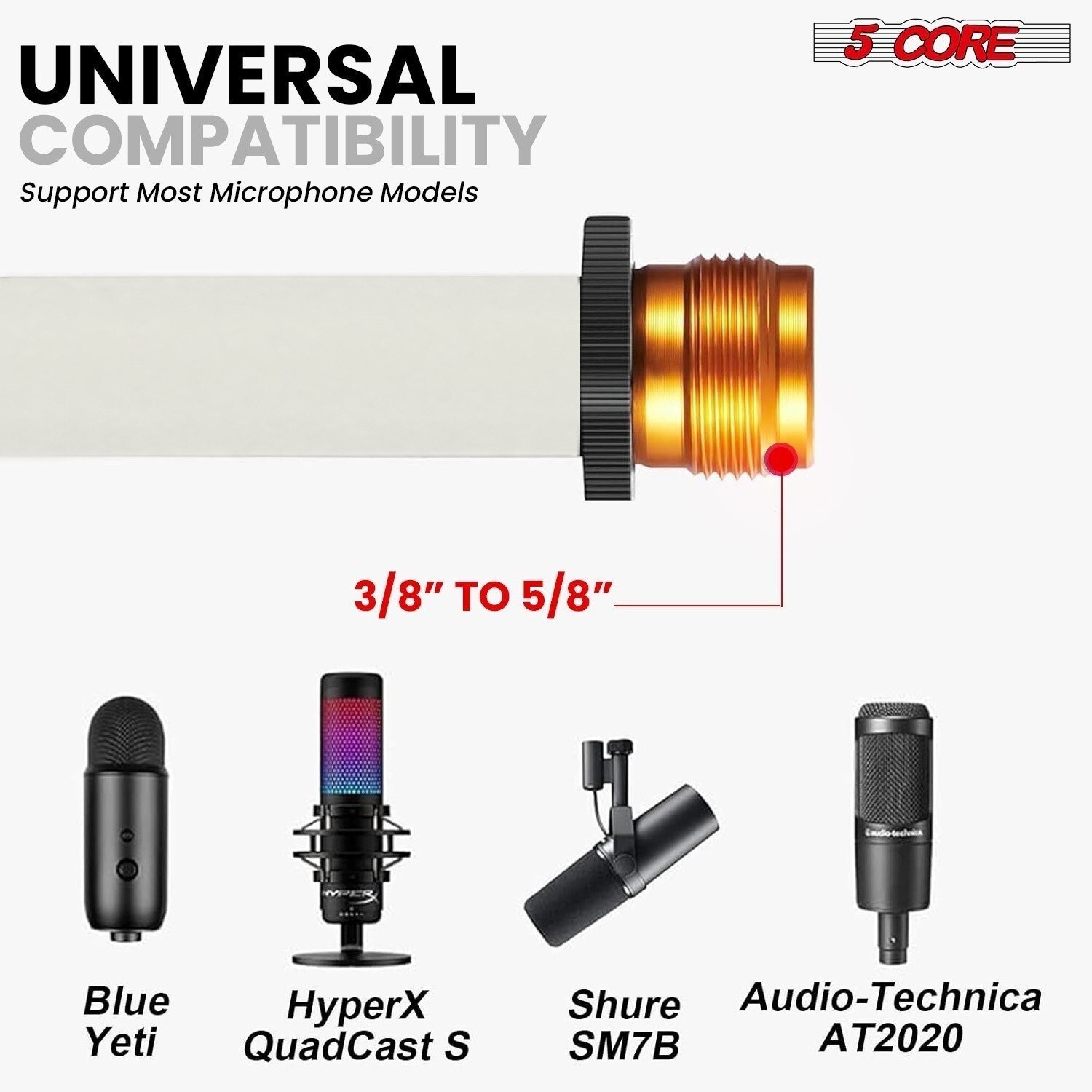 5Core Tripod Mic Stand 4Pcs Adjustable Holder Floor Microphone Boom Arm