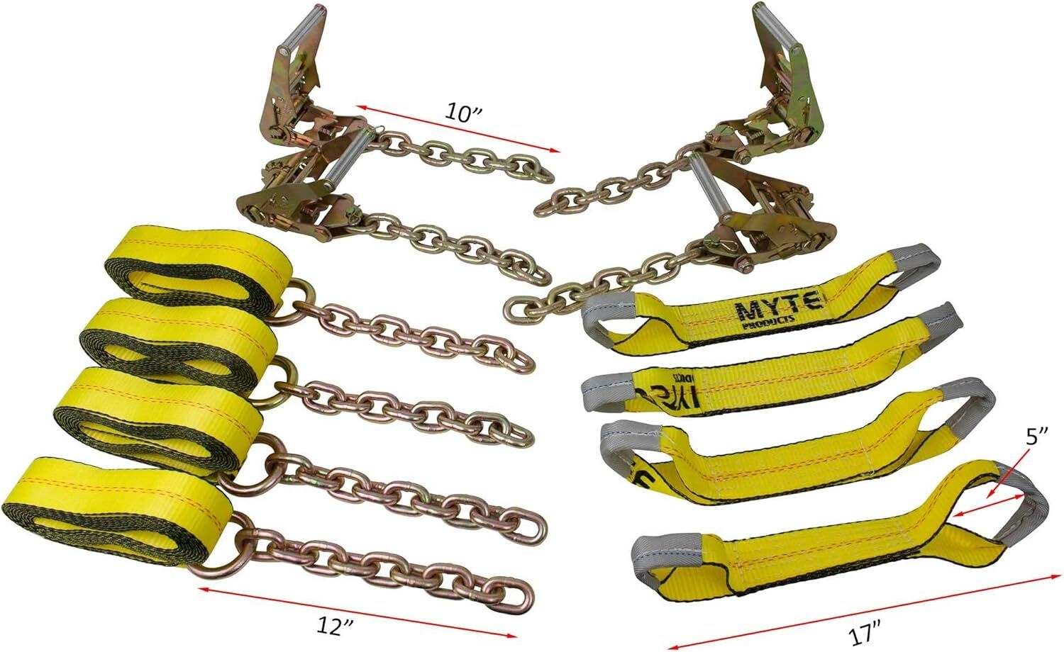 8 Point Roll Back Vehicle Tie Down Kit,Chain Extension on Both Ends,Load 3333 LB