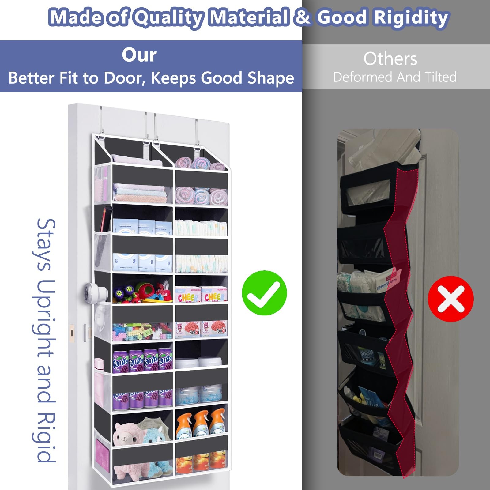 New Heavy Duty Over The Door Organizer 5 Tiers, Extra Large Behind Storage of 10