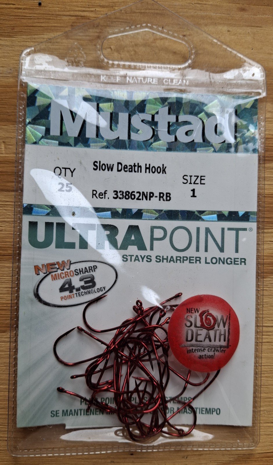 Mustad Ultra Point Slow Death Hooks -#1 - Red - Qty 25/Pack