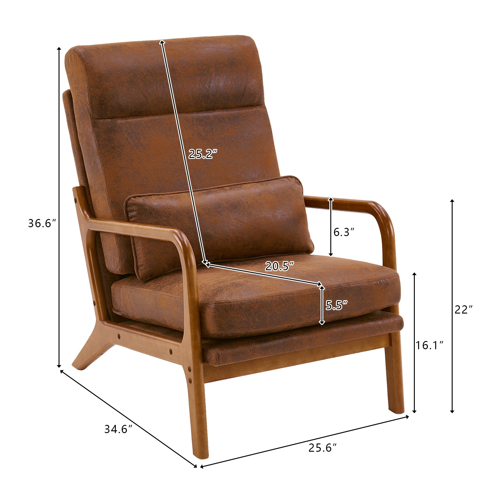 High Back Solid Wood Armrest Backrest Iron Frame Bronzing Cloth Leisure Chair