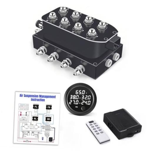12V Air Management featuring 8-Valve Air Ride Suspension Manifold, with White