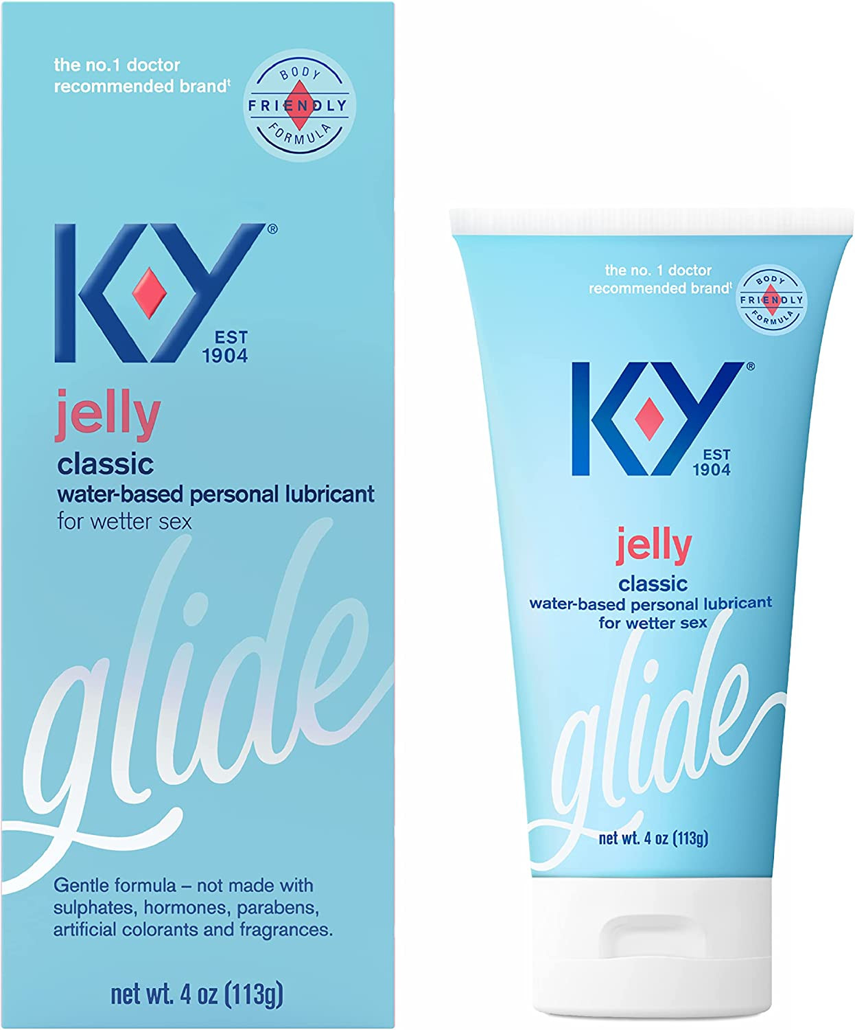 Jelly Personal Lubricant, Body-Friendly Water-Based Formula, Safe to Use with...