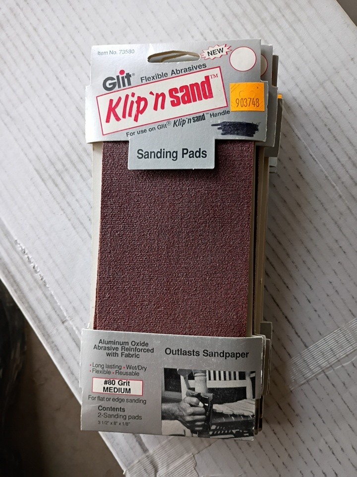 Sanding Pads..Glit Klip 'n Sand..Flexible, Use Wet Or Dry..80 Grit..