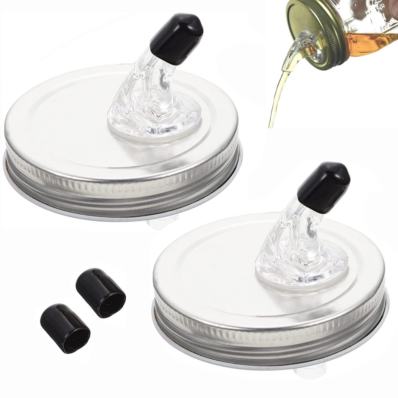 Mason Jar Lids with Pour Spouts,Moonshine Free Flow Pouring Dispenser,fit 2.7...