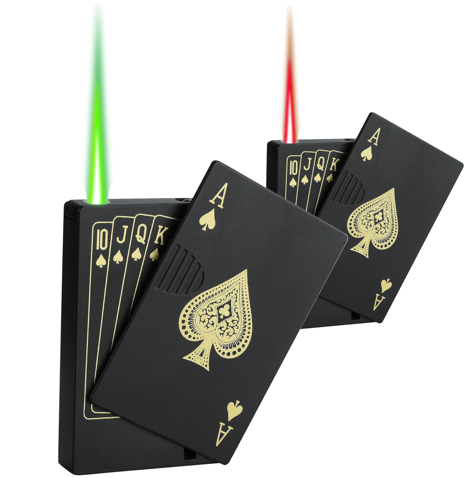 Jet Torch Lighter, 2 Pack, Green+Red Flame Ace Card Lighter, Cool Lighter Win...