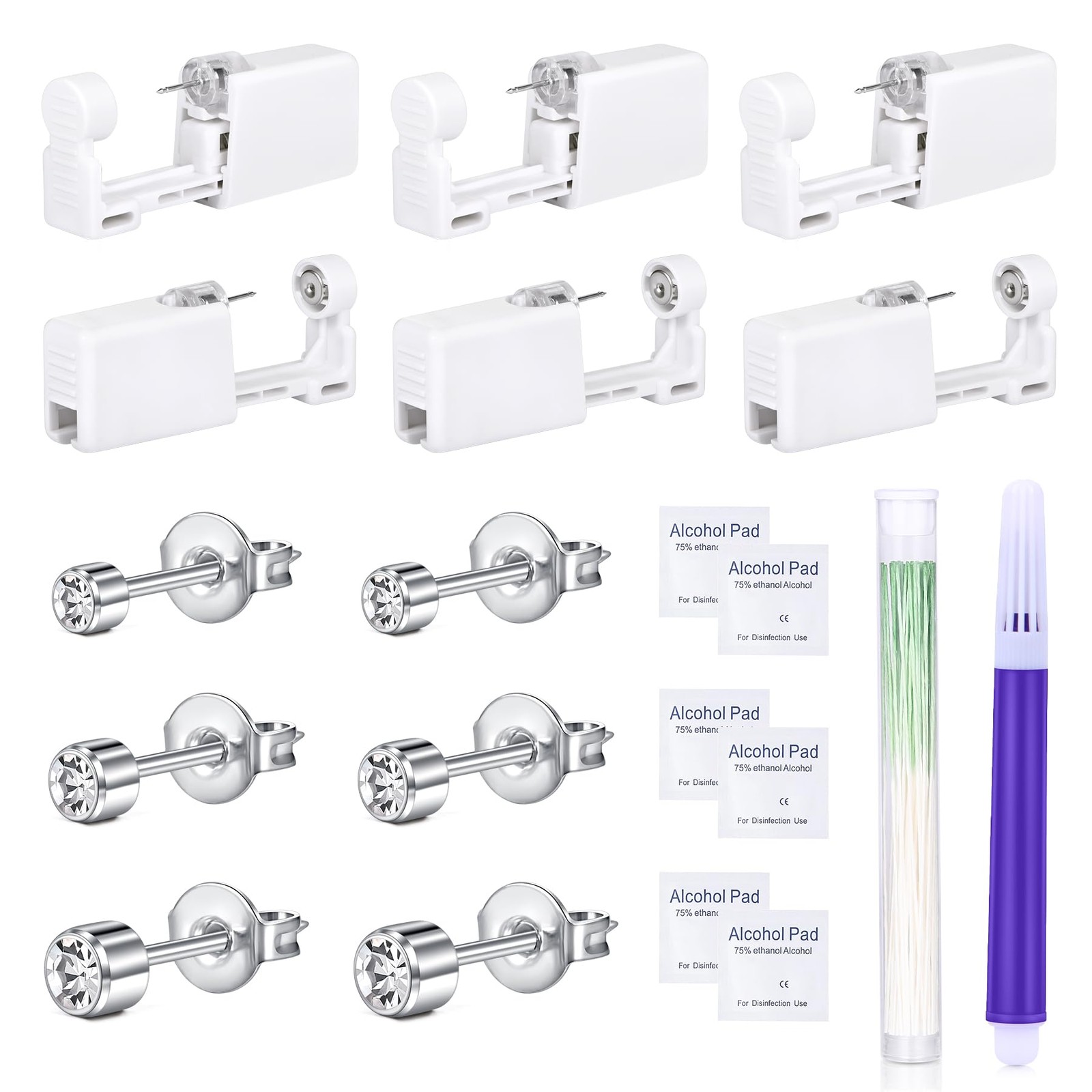 DJCIW 14PCS Disposalbe Ear Piercing Kit,Ear Piercing Gun kit Set for Safe and...