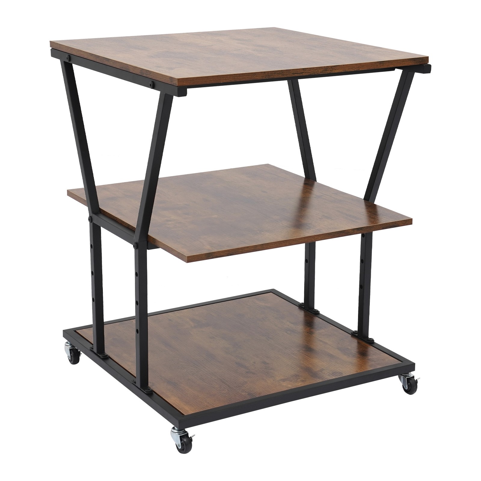 3-Tier Printer Stand with Adjustable Shelves & Wheels for Home/Office