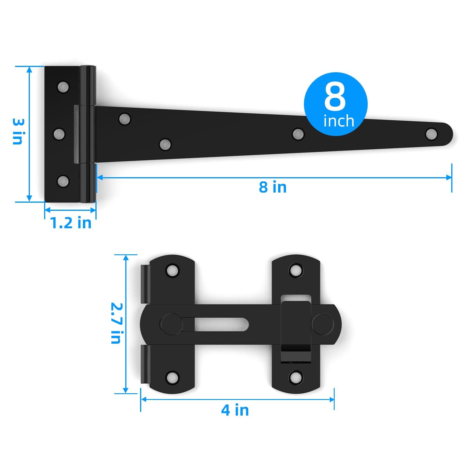 Fence Gate Frame Kit with 8 inch Hinges and Gate Latch, Includes Corner Brace...