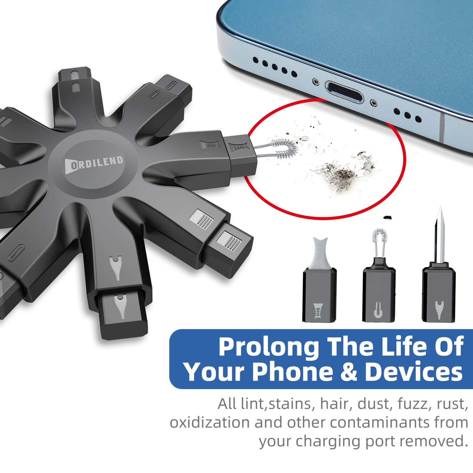 Cleaning Kit, Charging Port & Speaker Cleaner for iPhone Android iPad, Dust R...