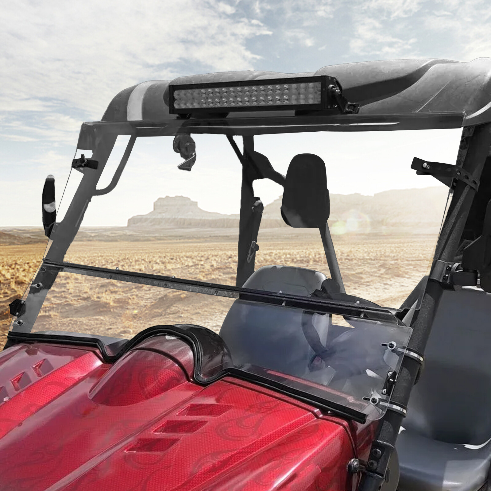 0.177" UTV Front Folding Windshields For 2004-2013 Yamaha Rhino 450 / 660 / 700