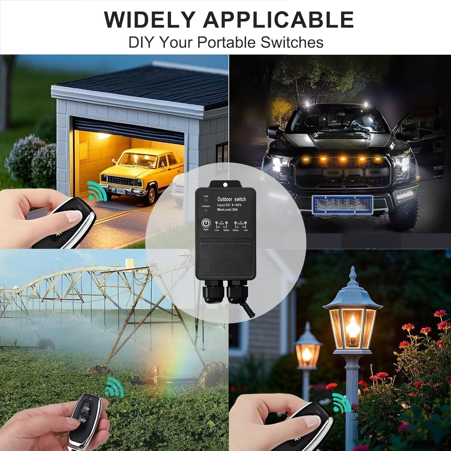 12V Remote Control Switch. IP67 Waterproof DC8-80V 30A Relay Wireless Switch ...