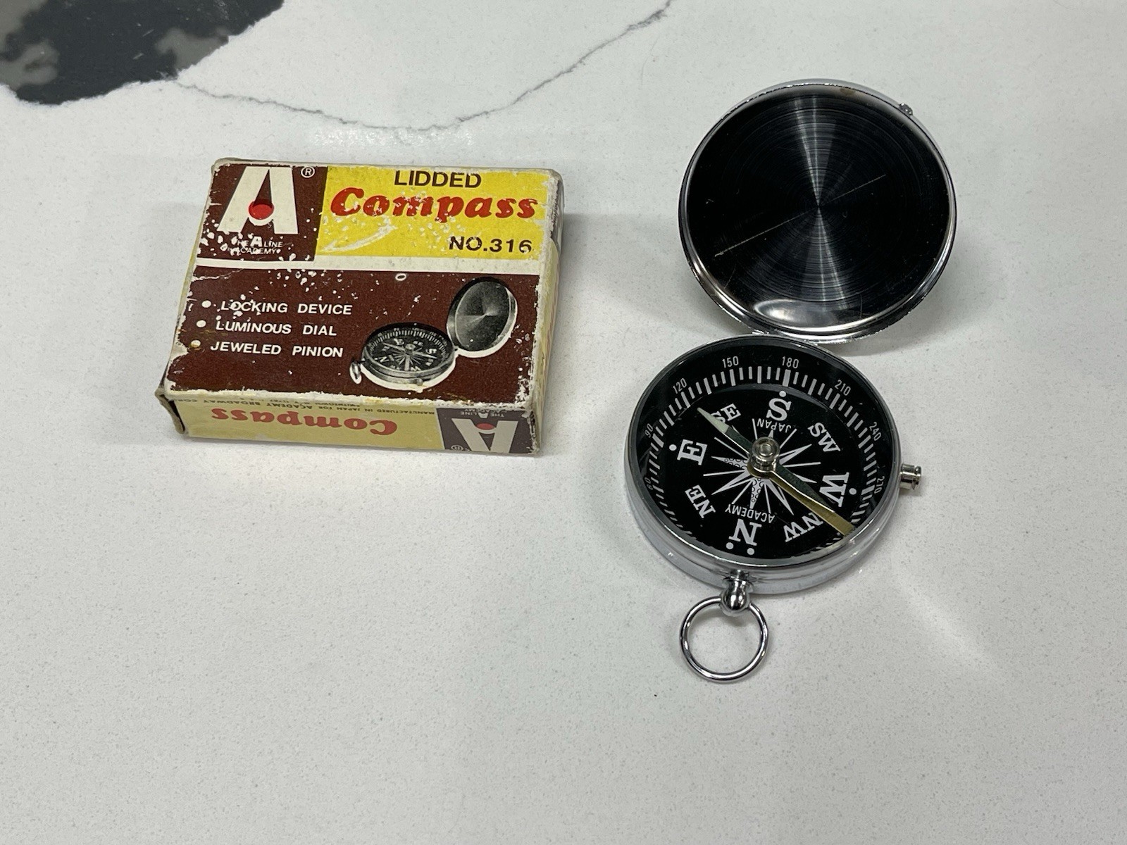 Vintage A Line The Academy Lidded Compass Locking Device Original Box