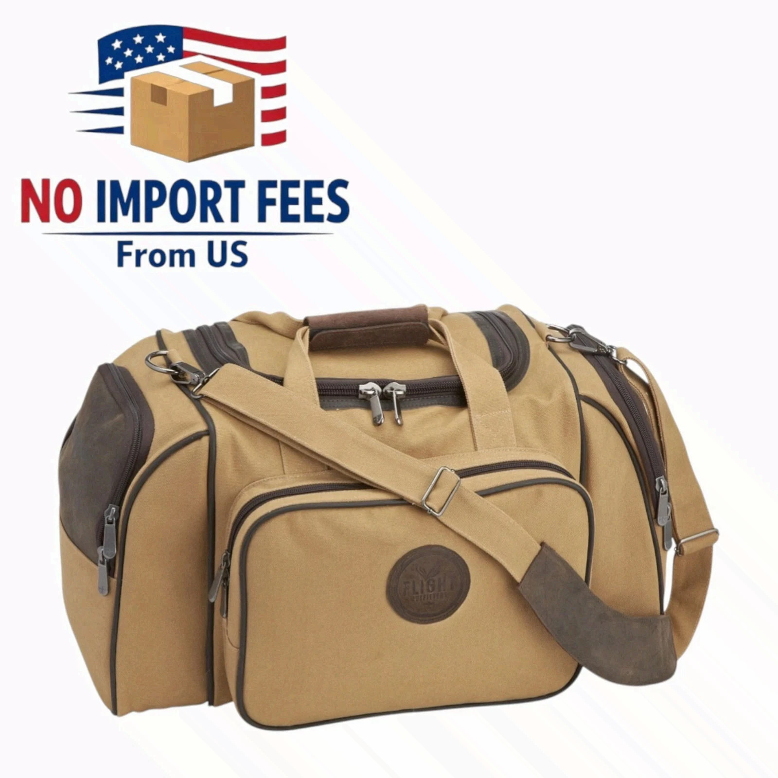 Flight Outfitters Bush Pilot Duffel Bag Canvas Leather Orange Interior New