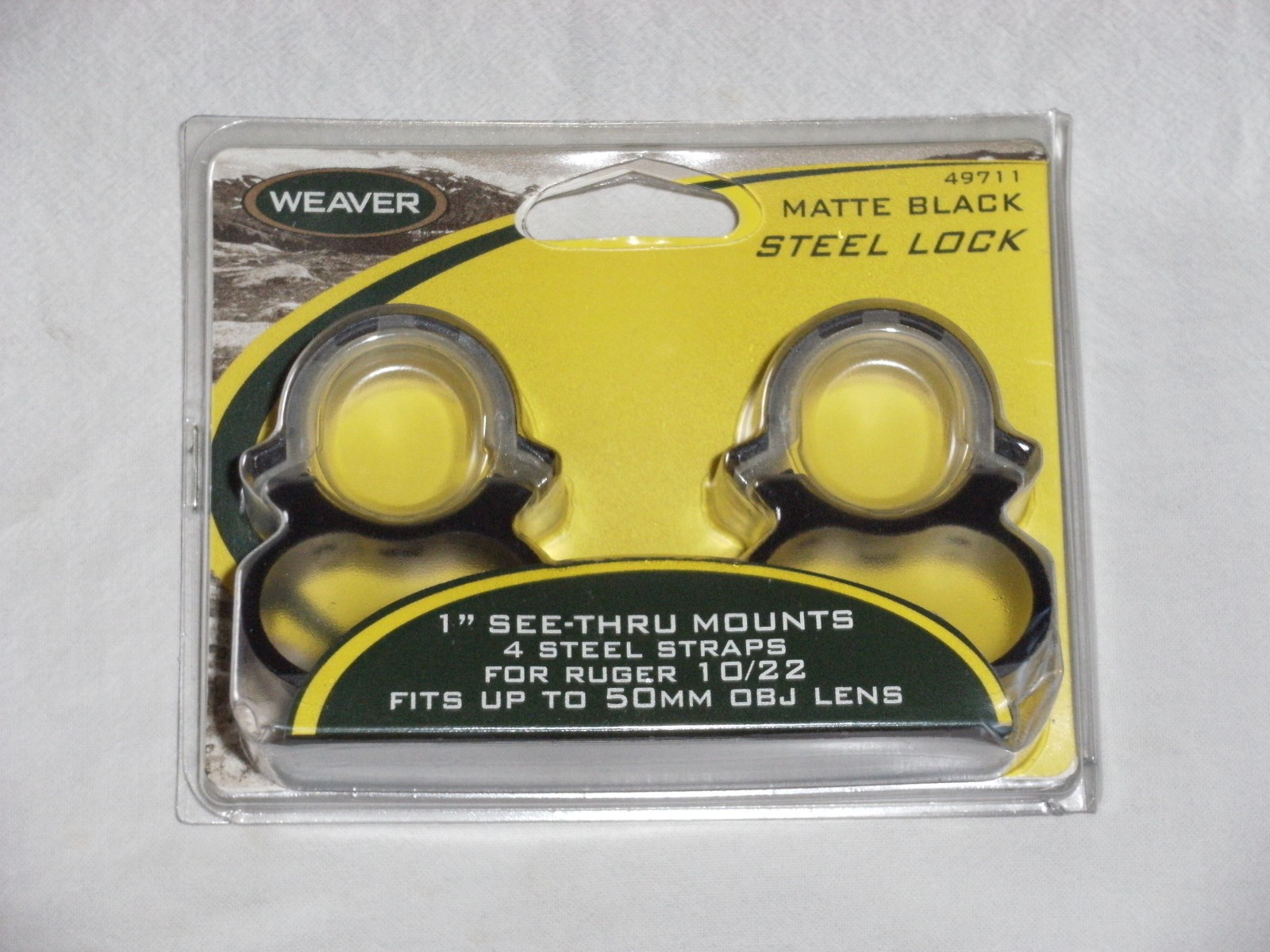 NOS Weaver 1"  Black See Thru Bases + Rings #49711  For Ruger 10/22 Made In USA
