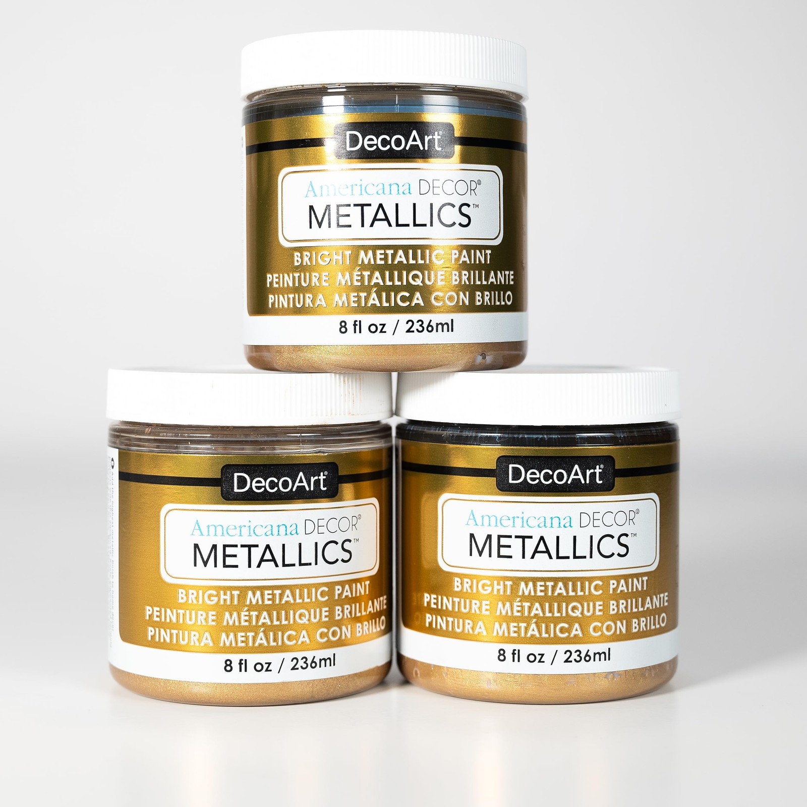DecoArt Americana Décor Metallics 8 Fl Oz (Pack of 1), Vintage Brass (3 Pack)