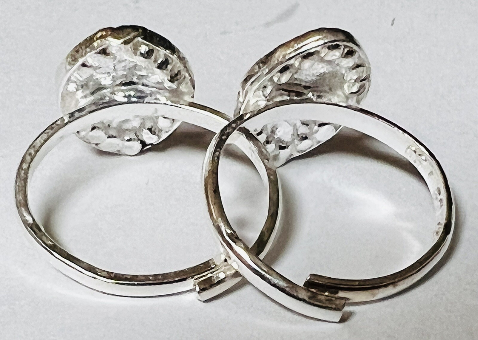 Pink Oval CRYSTAL 925 Sterling Silver Toe Ring Pair India Bichiya ADJUSTABLE
