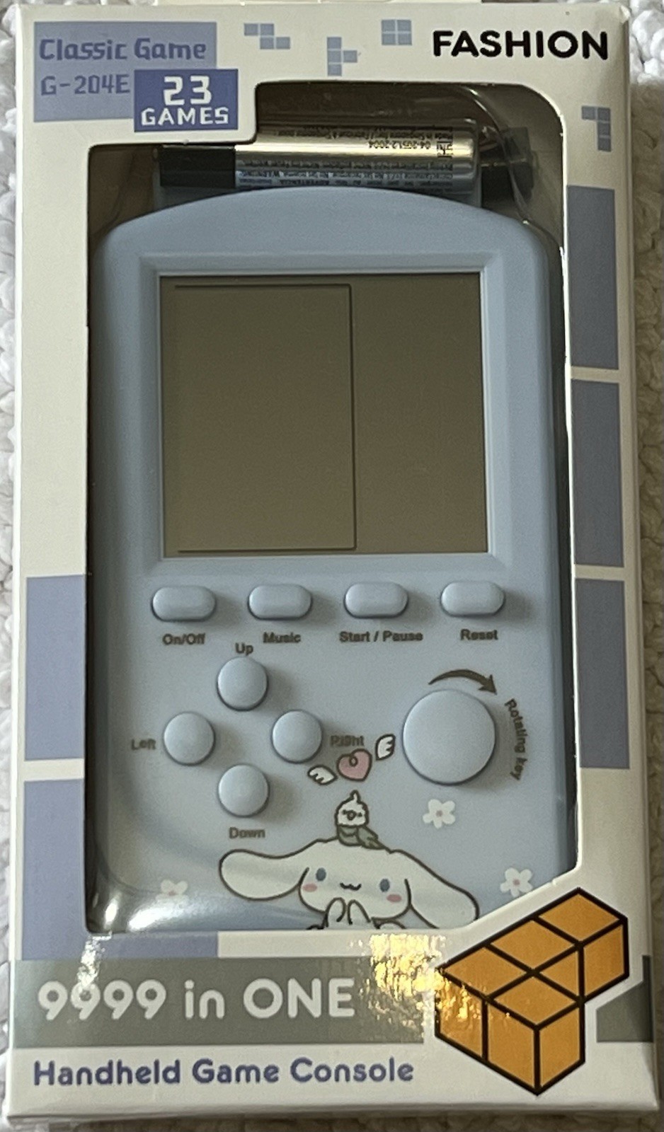 Cinnamoroll themed G-204E handheld game console with 23 built-in classic games