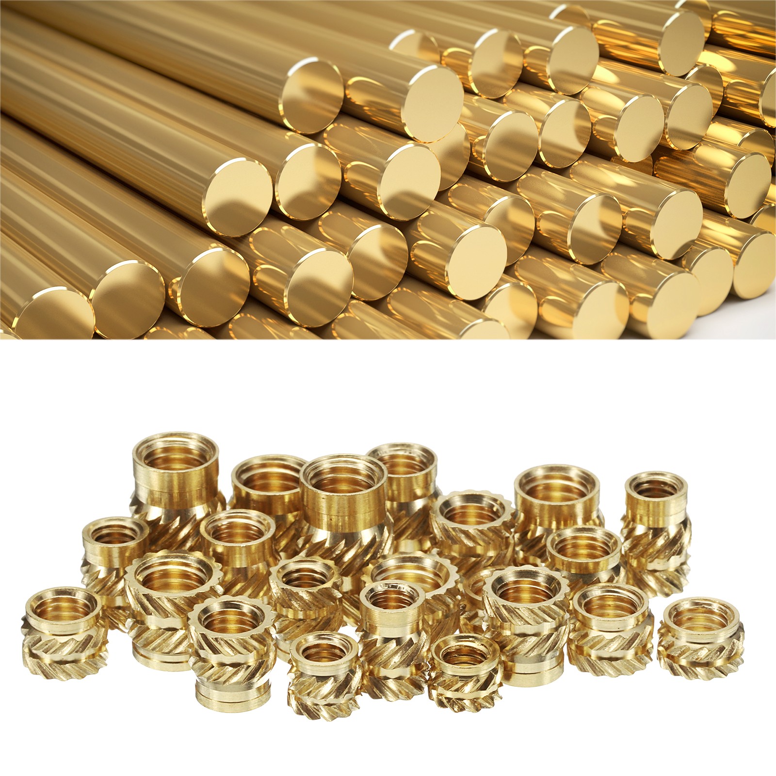 30pcs M4 Threaded Inserts Brass Heat Set Insert M4x12mm, OD 6mm Knurled Nuts