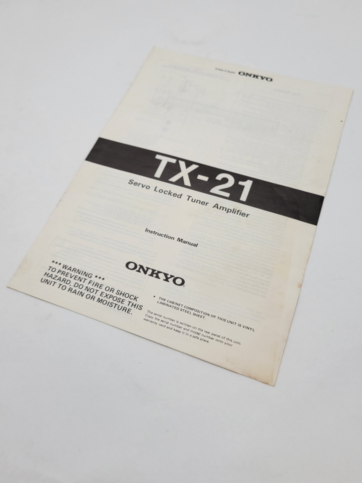 Onkyo TX-21 Servo Locked Turner Amplifier Instruction Manual