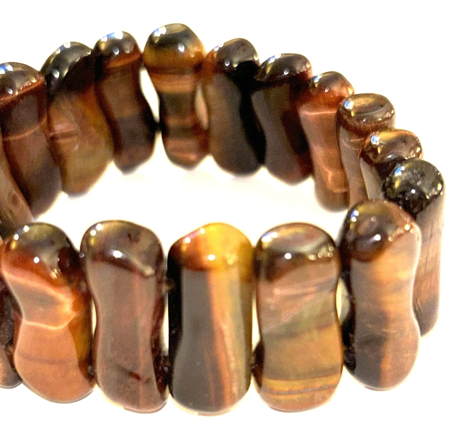 Tiger's Eye Handmade Natural Precious Stone Healing Stretch Bracelet $120