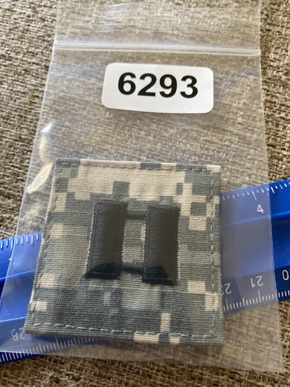 US Army Captain CPT O-3 Rank ACU Hook / Loop Pattern Military Patch INV6293