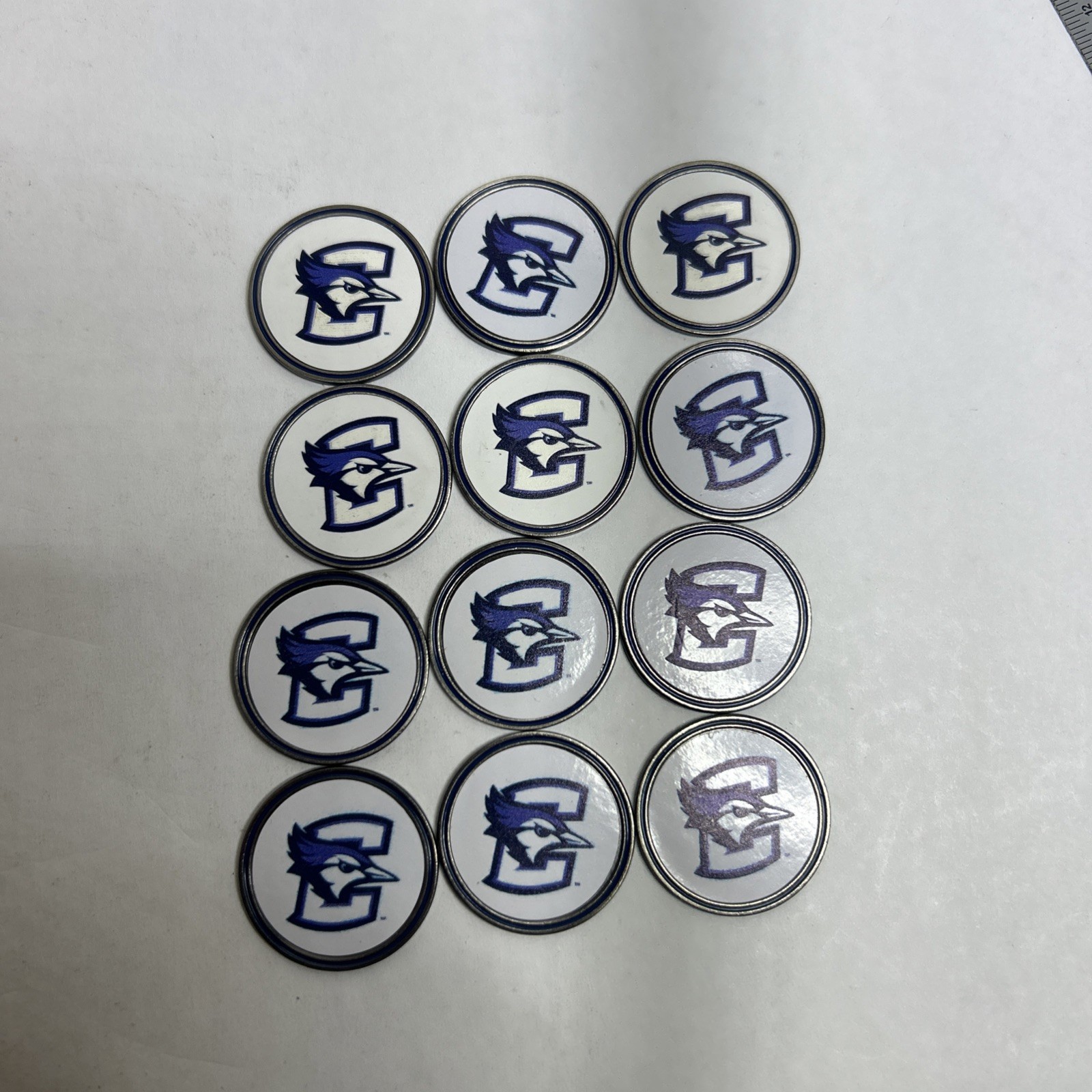 Lot of 12 NCAA Creighton BlueJays Golf Ball Markers One Side New