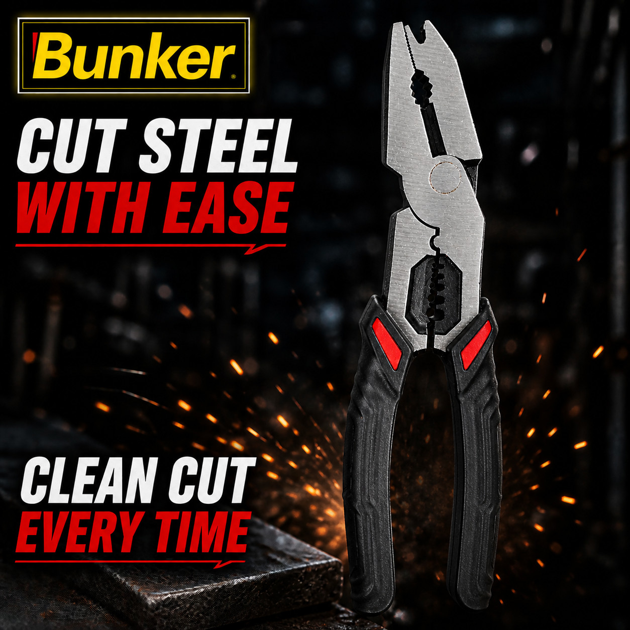 Bunker 6 in 1 Electrician Multi Tool Wire Stripper Crimper V-Shape Nail Puller