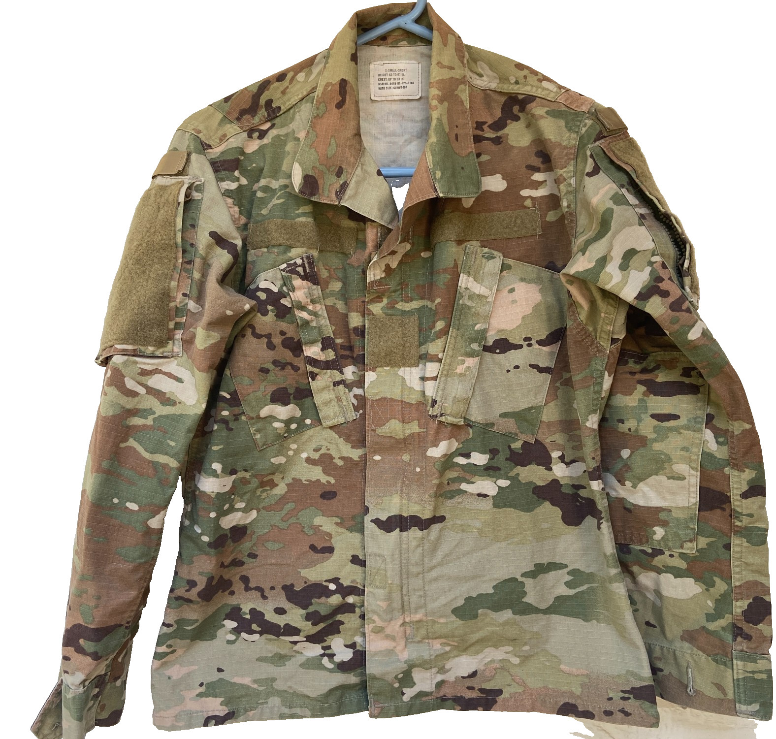 US Army Uniform Combat Coat XSmall Short Woodland Camo Zipper Front Camouflage