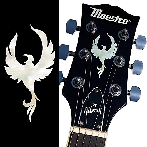 Inlay Sticker for Guitar Headstock - Phoenix Bird - White White Pearl & Ocher