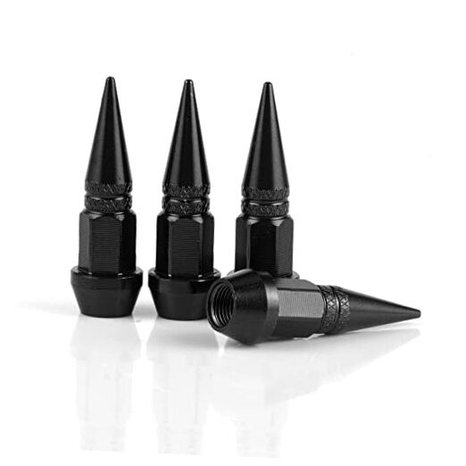 SINGARO 45mm Spiked Aluminum Stem Valve Caps,4PCS Dustproof Tire 45MM-Black