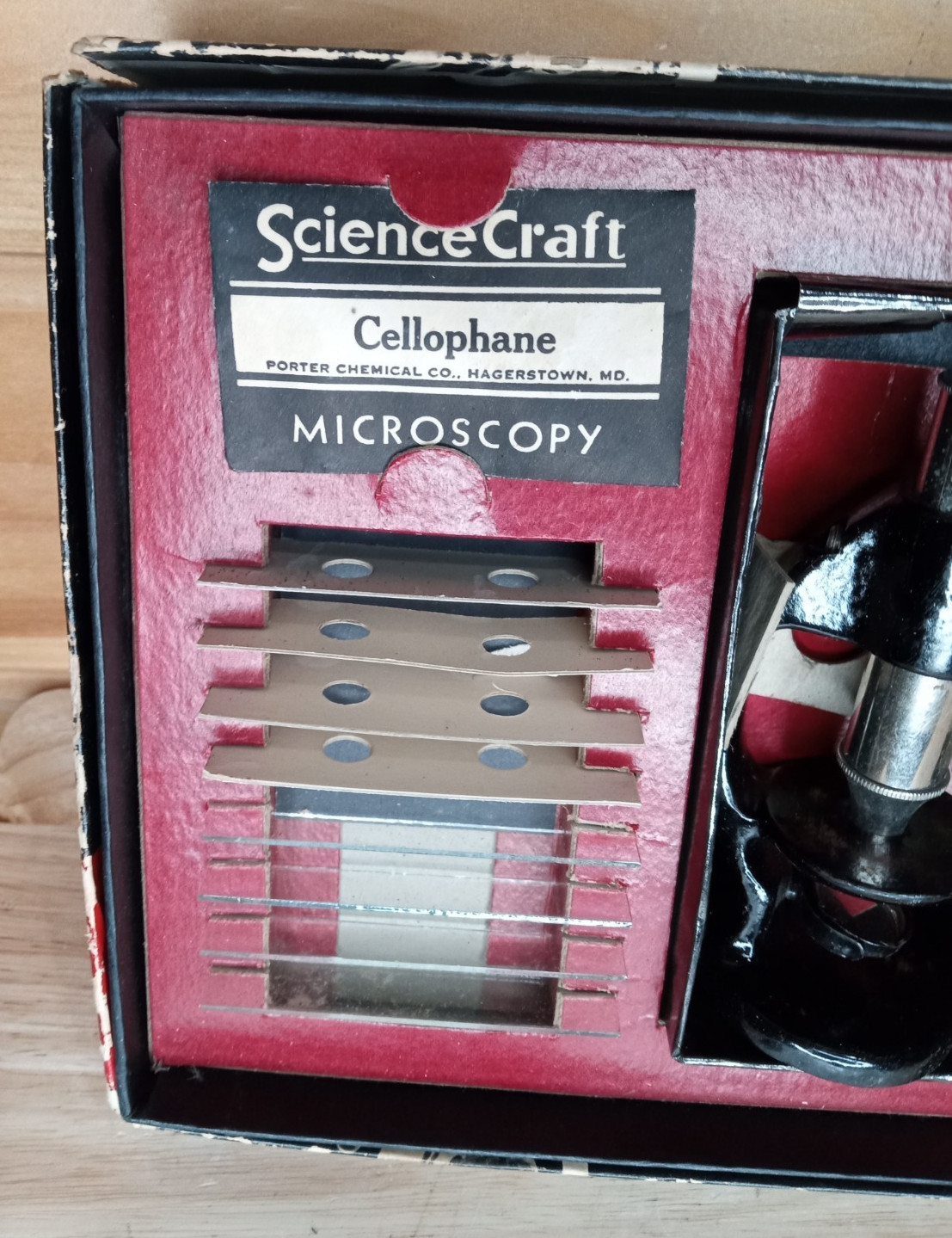 Vintage 1950s ScienceCraft Microscope Set No. 300 Complete Microscopy Kit w/ Man