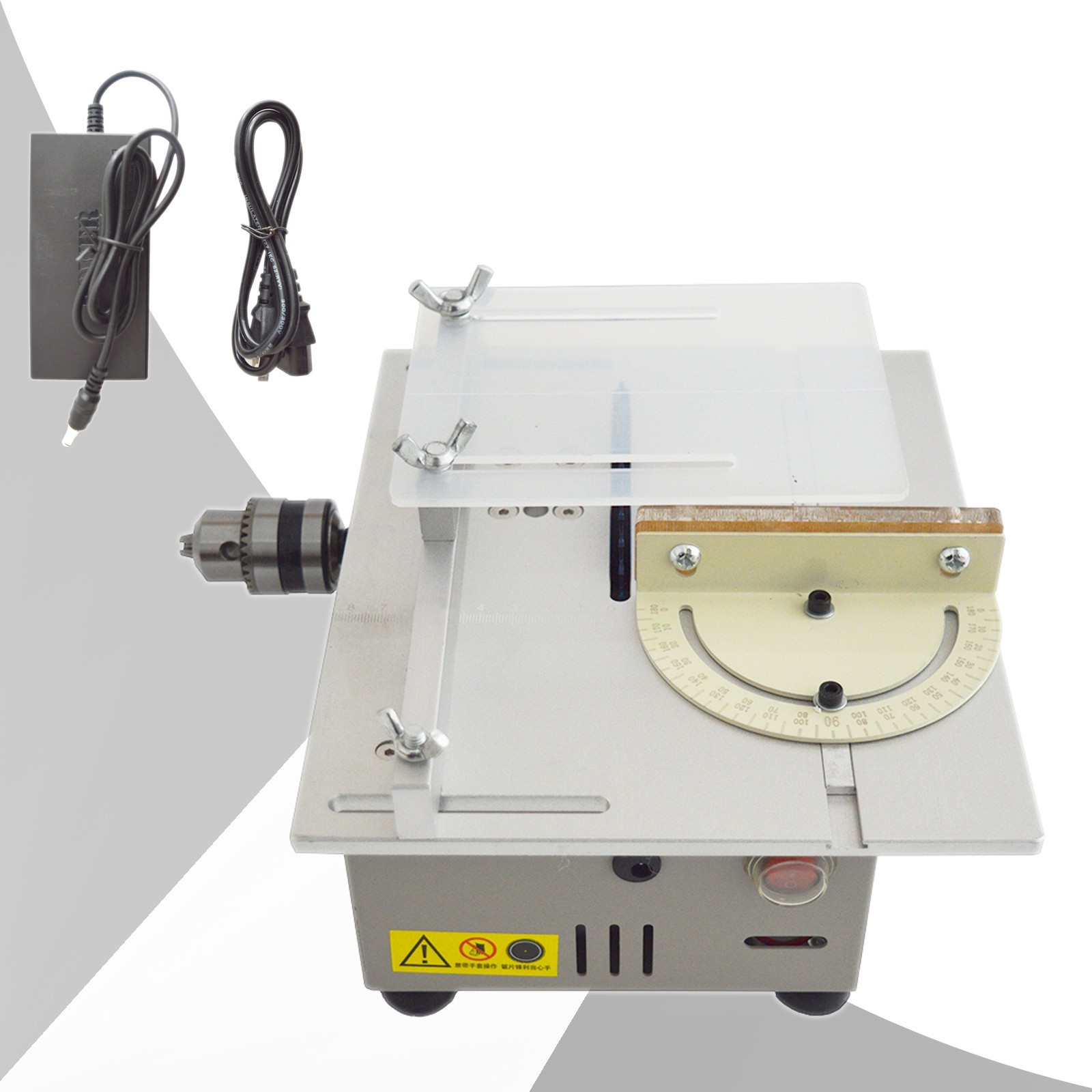 T5 Miniature Table Saw 110V 96W 9000RPM 7-Speed 0-180° Polish/ Cut/ Drill Hole