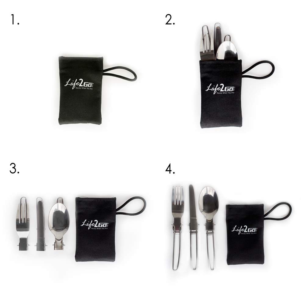 3-Piece Compact Camping Silverware & Utensil Set – Portable Cookware Kit for ...