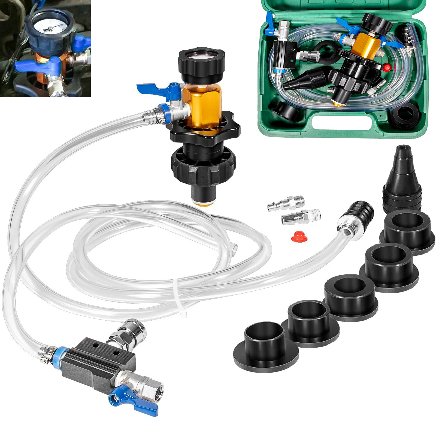 24444 Coolant System Refiller Kit 5 Adapters Eliminate Trapped Air Test Radiator