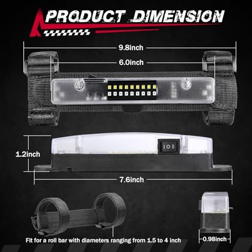 UTV Dome Light, FASTCHOY AUTO Roll Bar Light Interior Dome Lights Red and White