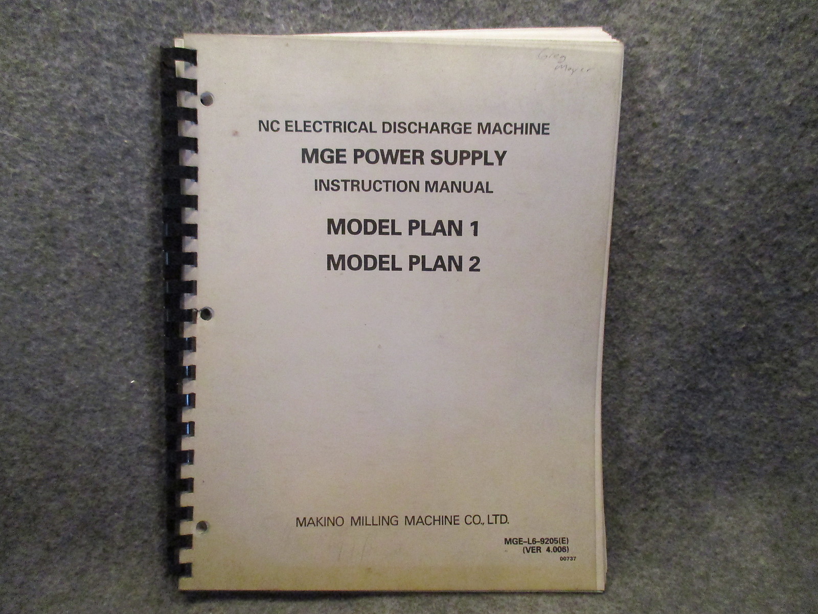 Makino Milling NC Electrical Discharge Machine Instruction Manual Guide 11081