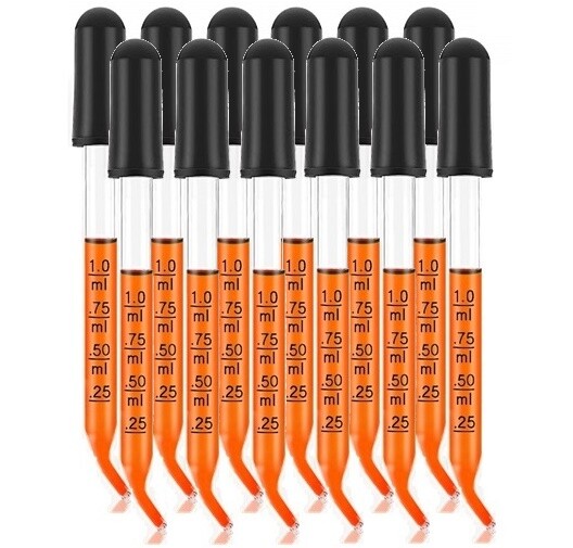 Medicine Art Essential Oils Eye Dropper Graduated 3" Curved Tip 1ml (12 Pack)