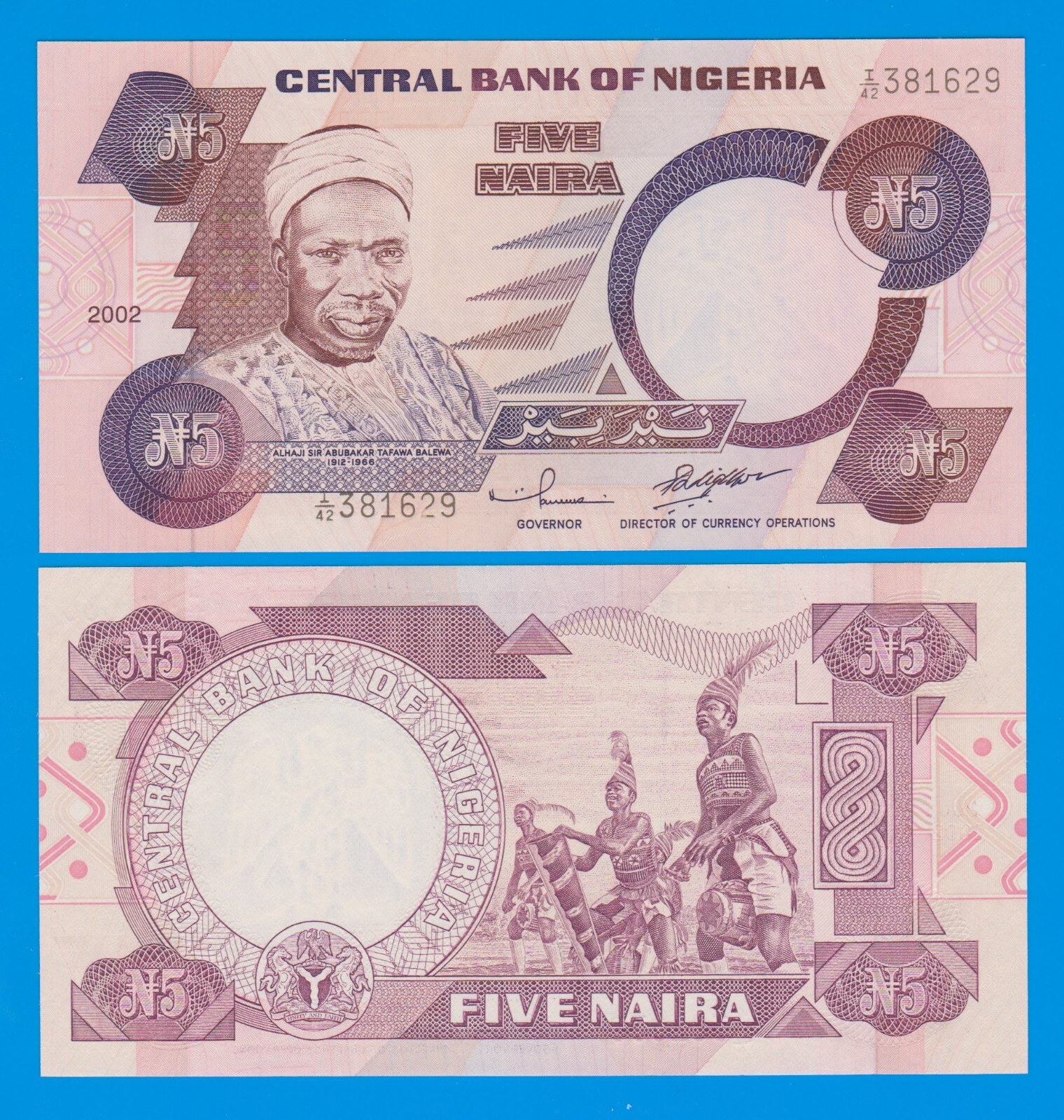 Nigeria 5 Naira P 24g, Signature 11, 2002 UNC ( P 24 g )