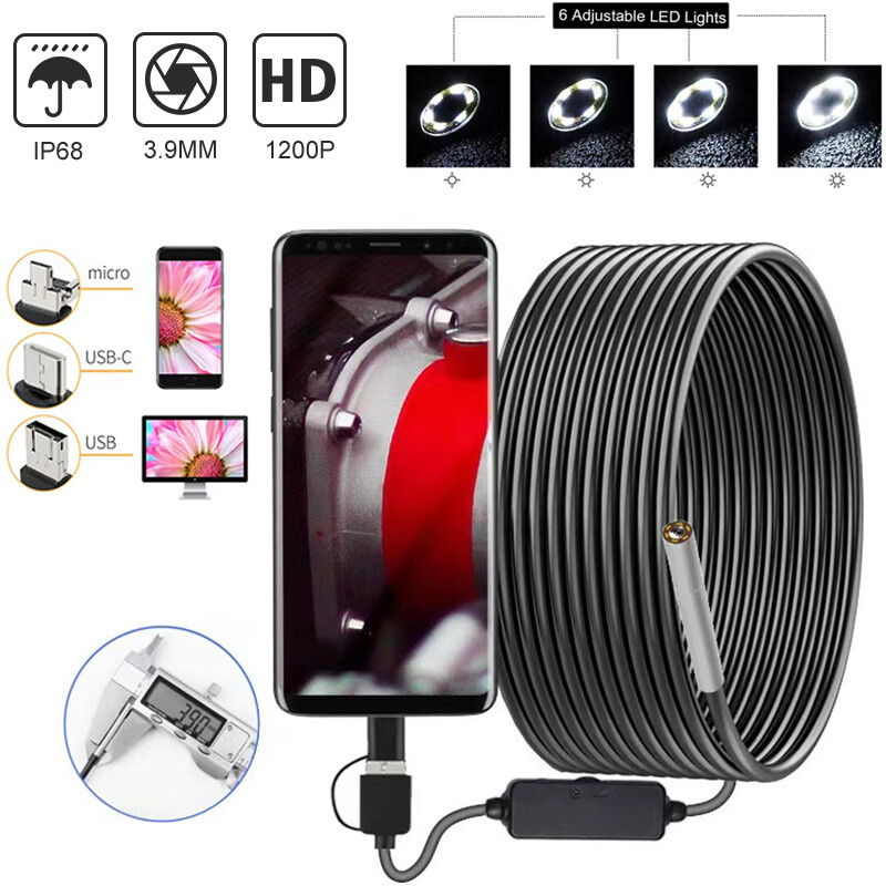 3.9mm Ultra Thin Lens USB Endoscope Borescope Inspection Tube HD Camera Android