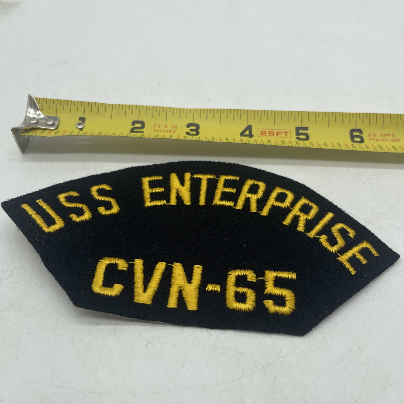 Vintage U.S. Navy USS Enterprise CVN-65Naval Ship Patch Cap Shoulder Patch 6”x3”