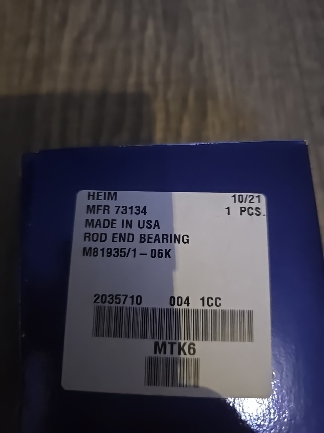 HEIM M81935/1-06K ROD END BEARING 3/8" x 3/8" RH RACING / AIRCRAFT