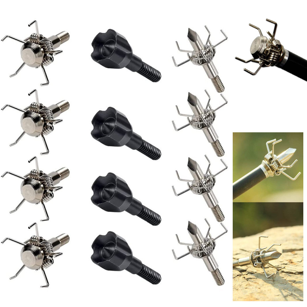 12Pcs 100 Grain Screw-in Arrow Tips Mixed Judo and Hammer Small Game Broadheads