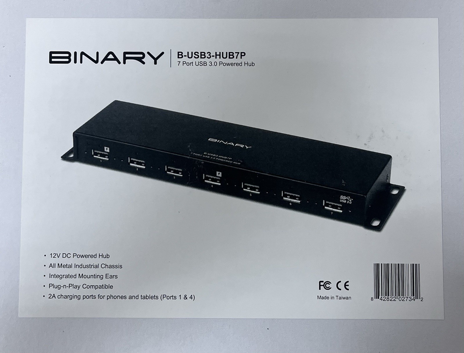 Binary 7 Port USB 3.0 Powered Hub B-USB3-HUB7P